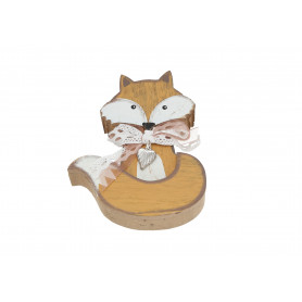 Wooden decorative fox 12x10cm