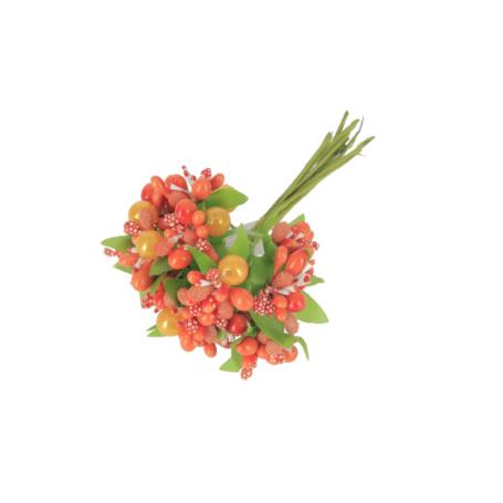Kwiaty sztuczne ryżyki ztiulem lub perłą 59902-orange H319143OR
