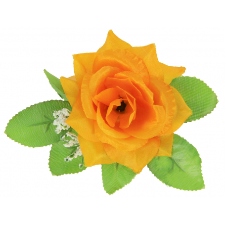 Róża z listkiem głowka kwiatowa 54803 54803-gold yellow A041