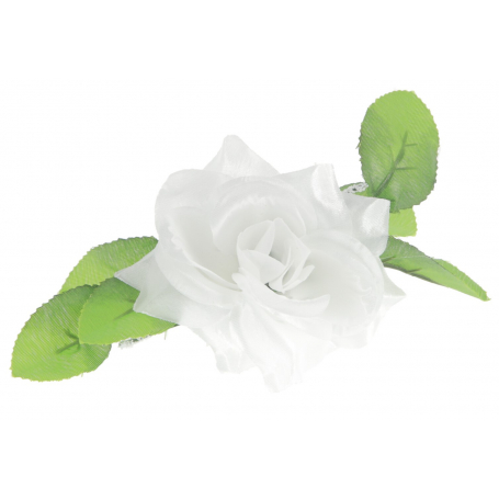 Róża z listkiem  główka kwiatowa 54803 white a041