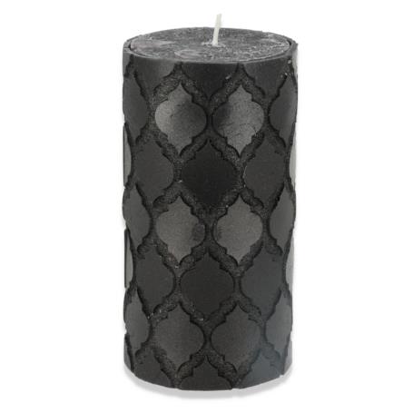Świeca walec średni MAROKO czarny/czarny 8583 CC