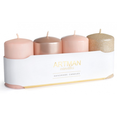 Świeca 4-pack mix BIAŁA 0652 rosegold