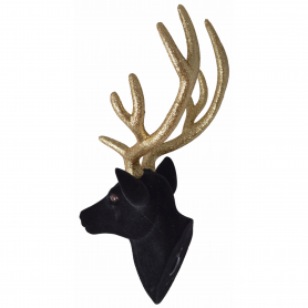 Głowa renifera welurowa czarna wisząca  9980