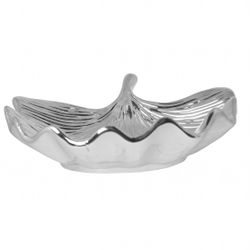 Talerz ceramiczny liść miłorzębu srebrny 32700 32700