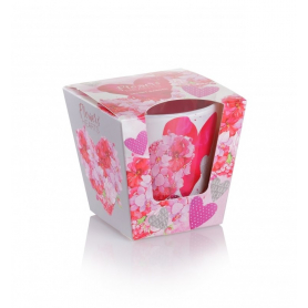 Świeca zap. w szkle flowers hearts