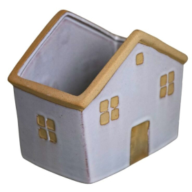 Doniczka ceramiczna domek szkliwiony biały 6931
