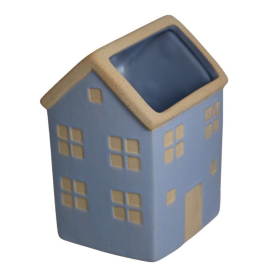 Wazon domek ceramiczny szkliwiony niebieski 16909