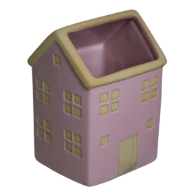 Wazon domek ceramiczny szkliwiony różowy  6928