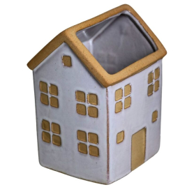 Wazon domek ceramiczny szkliwiony biały 6922