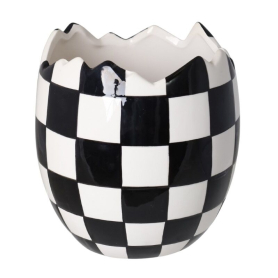 Osłonka ceramiczna jajko w biało-czarną  kratkę 67926