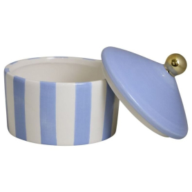 Puzderko ceramiczne w paski               biało-błękitne 77345 77345