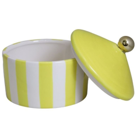 Puzderko ceramiczne w paski biało-żółte   77321 77321