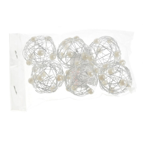 Metalowe kulki z perełkami 4cm 6szt/opak  86141 CAN8614CP-1