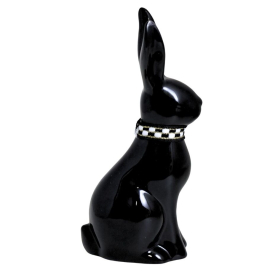 Królik ceramiczny czarny mały 7x5x16 cm 76249