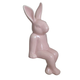 Królik ceramiczny siedzący różowy  10x9x21cm 177925