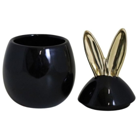 Pojemnik ceramiczny królik czarny ze      złotymi uszami 76522
