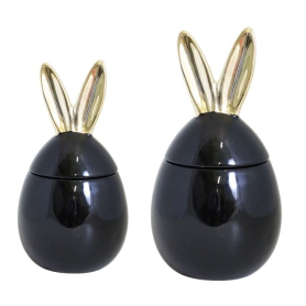 Pojemnik ceramiczny królik czarny ze      złotymi uszami 76508