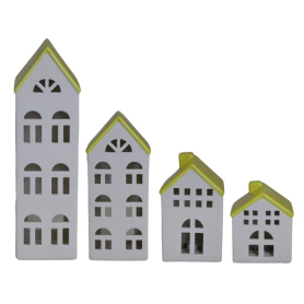 Domek ceramiczny na t-light biały z żółtym dachem 80161