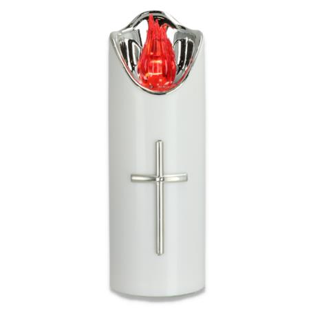Świeca LED RICO 15cm z bateriami          White+Silver Red 2/23/LUX-BAT/WS R