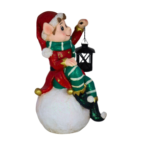 Elf ceramiczny siedzący z latarnią 9080