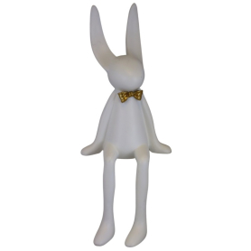 Królik siedzący biały z muszką 6260