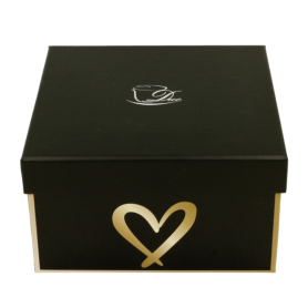 Filiżanka ze spodkiem granatowa Złote serduszko