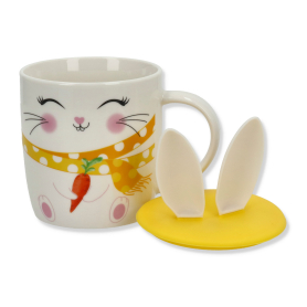 Kubek400ml z pokrywką silikonową uszy zająca 01010032987