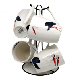 Kubek Bocian 4szt + stojak Q1-16221