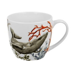 Ceramika kubek 460ml w koszyczku Wieloryb