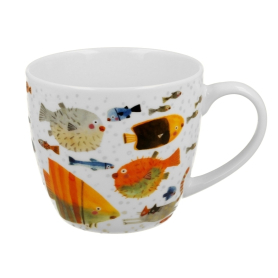 Ceramika kubek 460ml w koszyczku Ryby