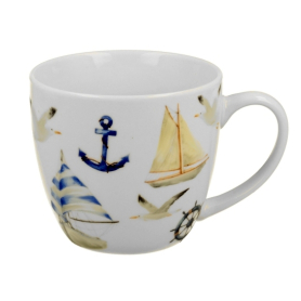Ceramika kubek 460ml w koszyczku Żaglówki
