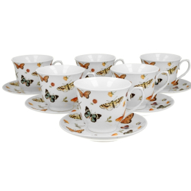 Filiżanki ze spodkiem 6szt/kpl BUTTERFLIES