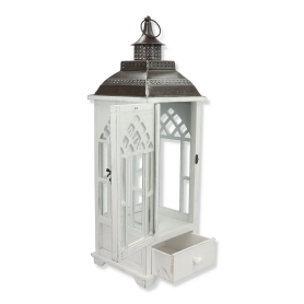 Latarnia drewniana 2szt/kpl 19AW0365MS white
