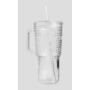 Szklanka w kropki ze szklaną słomką H04389