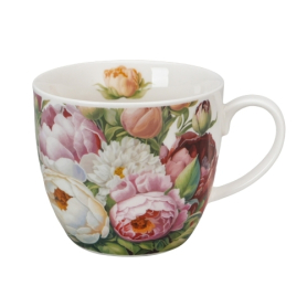 Kubek 460ml w koszyczku PIWONIE