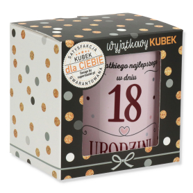 Kubek w opakowaniu na 18 urodziny dla kobiety 3309 UR21-18