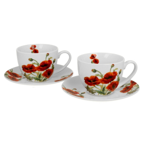 Filiżanki ze spodkami Classic Poppies 2szt/kpl