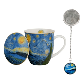 Kubek z metalowym zaparzaczem z zawieszką Starry Night - V.van Gogh