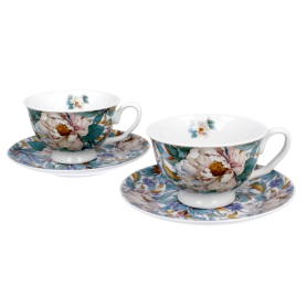 Filiżanki Royal ze spodkami  2szt/kpl PEONY WHITE