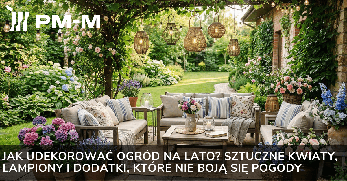 Jak udekorować ogród na lato? Sztuczne kwiaty, lampiony i dodatki, które nie boją się pogody